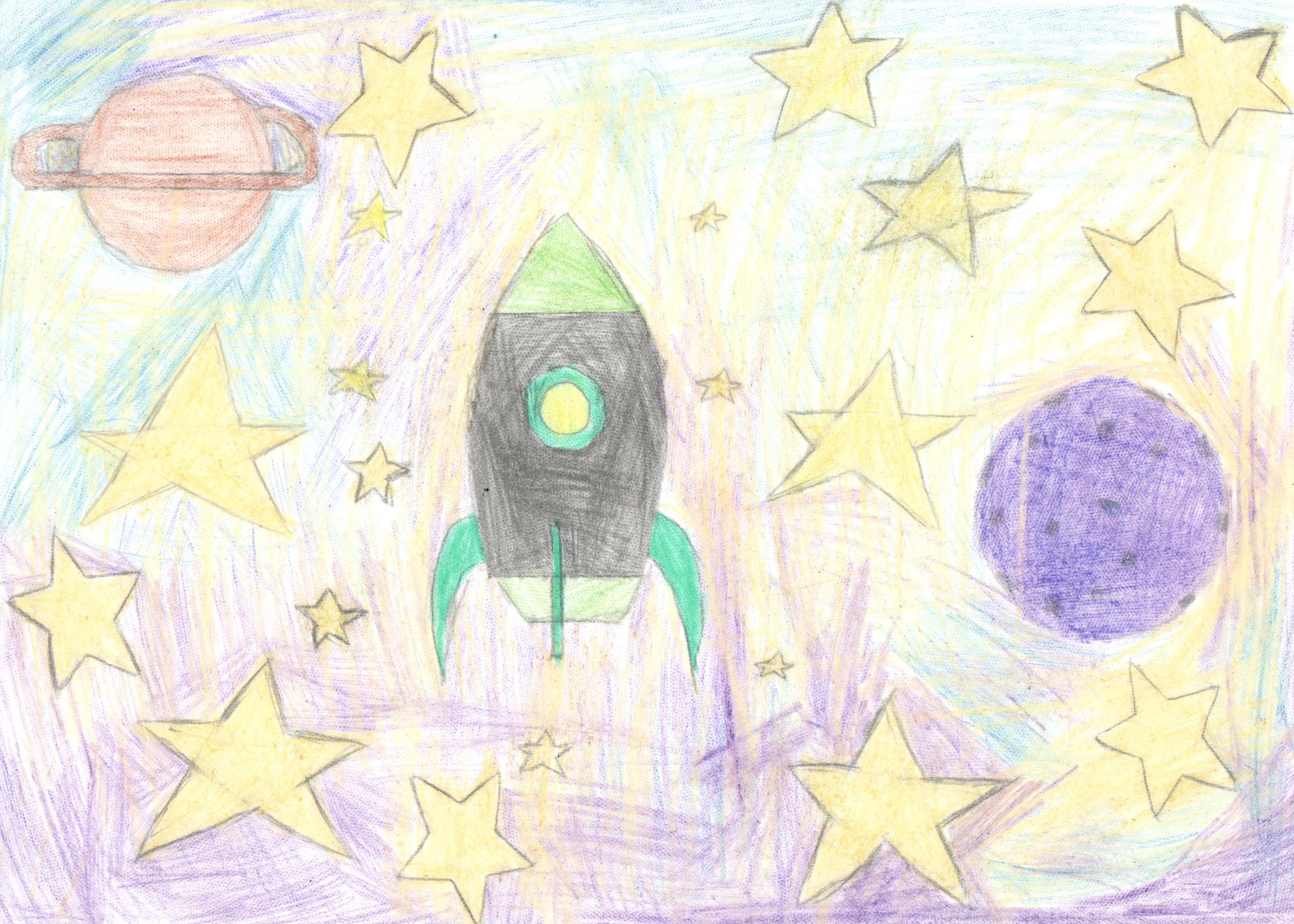 Рисунок на тему космос глазами детей для срисовки